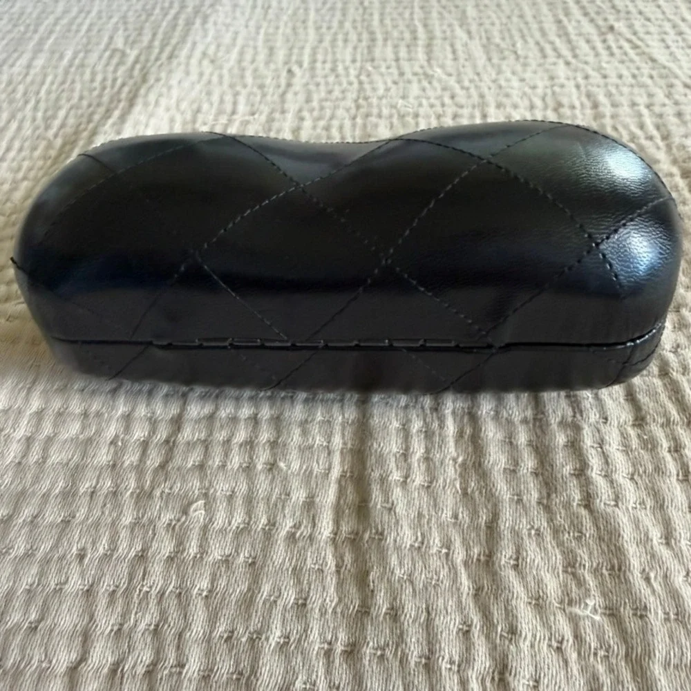 Chanel Sunglasses Case Only Black Quilted Leather CC Logo Clamshell